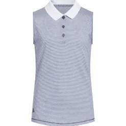 New adidas Junior Girls Ottoman Striped Sleeveless Golf Polo Shirt Junior Polo Shirts|Season Ready Collection