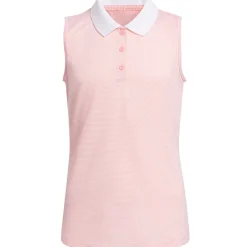 adidas Junior Girls Ottoman Striped Sleeveless Golf Polo Shirt Junior Polo Shirts