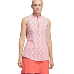 Sale adidas Ladies Ultimate365 Ottoman Print Sleeveless Golf Polo Shirt Ladies Polo Shirts