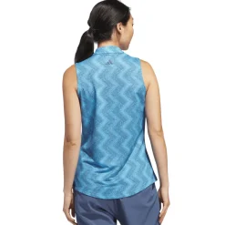 Sale adidas Ladies Ultimate365 Ottoman Print Sleeveless Golf Polo Shirt Ladies Polo Shirts