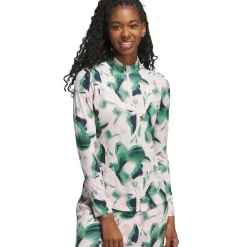 Clearance adidas Ladies Ultimate365 Printed Quarter Zip Mock Golf Polo shirt Ladies Polo Shirts