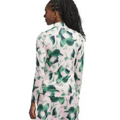 Clearance adidas Ladies Ultimate365 Printed Quarter Zip Mock Golf Polo shirt Ladies Polo Shirts