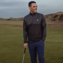 New adidas Men's Ultimate365 Textured Quarter Zip Golf Mid Layer Men's Sweaters|Men's Midlayers