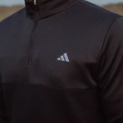 New adidas Men's Ultimate365 Textured Quarter Zip Golf Mid Layer Men's Sweaters|Men's Midlayers