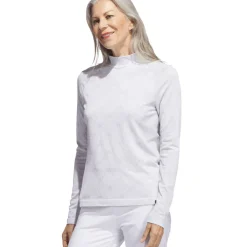 Clearance adidas Ultimate365 Tour Monogram Mock Neck Long Sleeve Golf Base Layer Ladies Polo Shirts