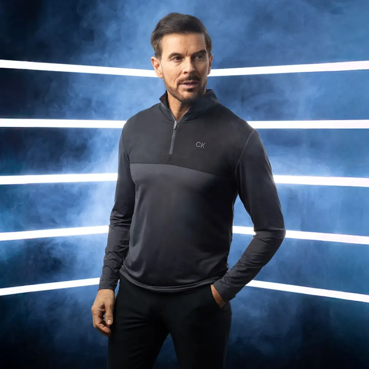 Outlet Men's Gusto Colour Block Quarter Zip Golf Mid Layer Men's Sweaters|Men's Midlayers