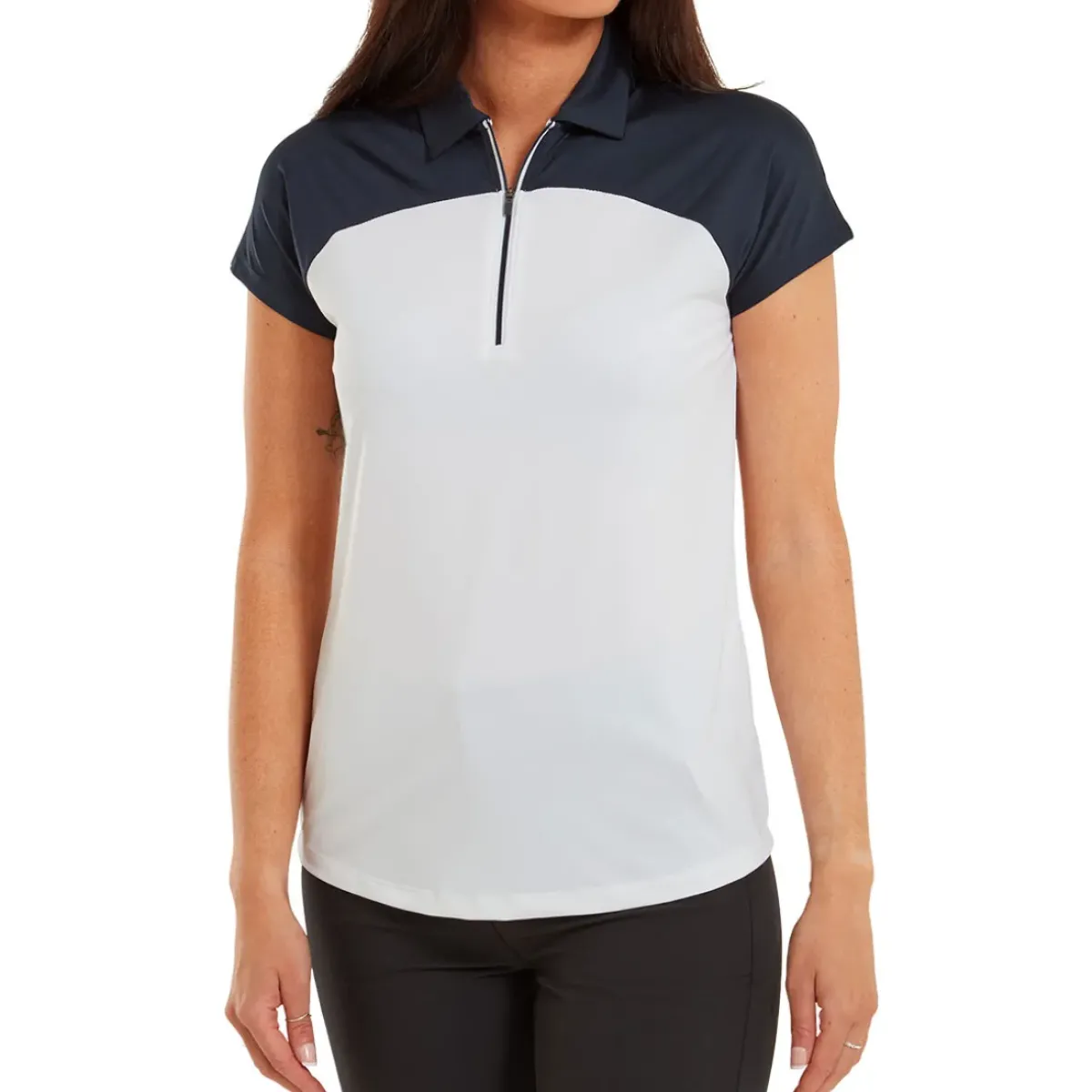Ladies Cap Sleeve Colour Block Lisle Golf Polo Shirt Ladies Polo Shirts