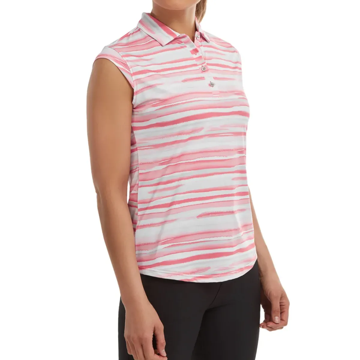 Outlet Ladies Cap Sleeve Watercolour Print Lisle Golf Polo Shirt Ladies Polo Shirts