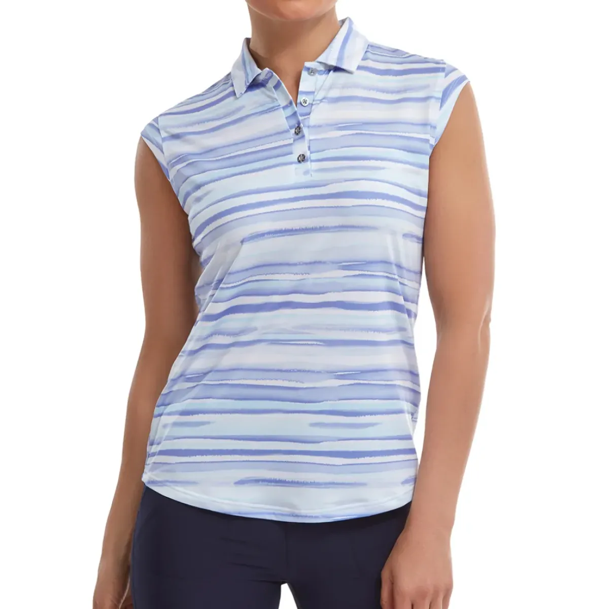 Outlet Ladies Cap Sleeve Watercolour Print Lisle Golf Polo Shirt Ladies Polo Shirts