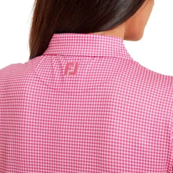 Sale Ladies Houndstooth Print Golf Polo Shirt Ladies Polo Shirts