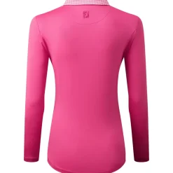 Clearance Ladies Houndstooth Trim 3/4 Sleeve Lisle Golf Polo Shirt Ladies Polo Shirts