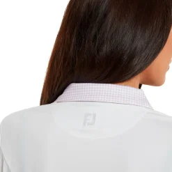 Clearance Ladies Houndstooth Trim 3/4 Sleeve Lisle Golf Polo Shirt Ladies Polo Shirts