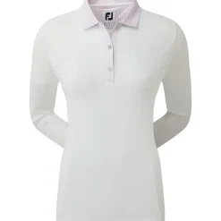 Clearance Ladies Houndstooth Trim 3/4 Sleeve Lisle Golf Polo Shirt Ladies Polo Shirts