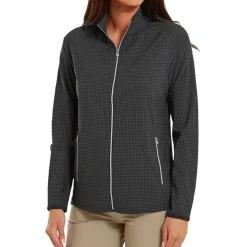 Ladies Houndstooth Print Woven Golf Jacket Ladies Jackets|Ladies Midlayers