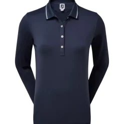 New Ladies Thermal Solid Long Sleeve Golf Polo Shirt Ladies Polo Shirts