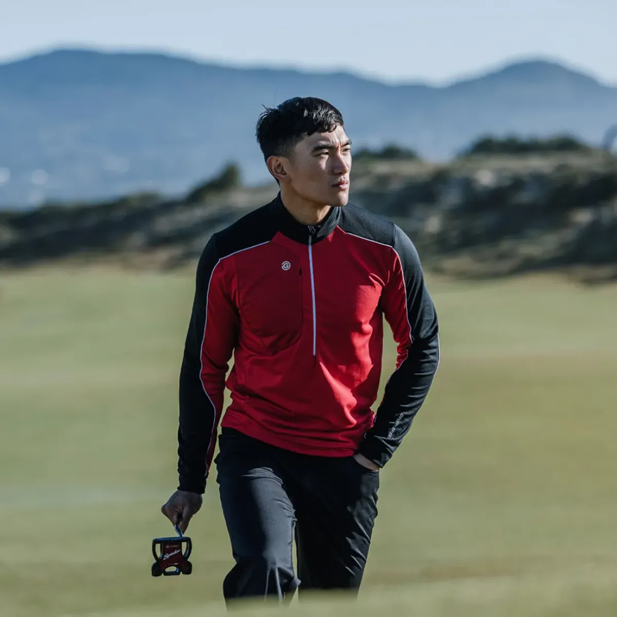 New Men's Dave Half Zip Golf Midlayer Men's Sweaters|Men's Midlayers