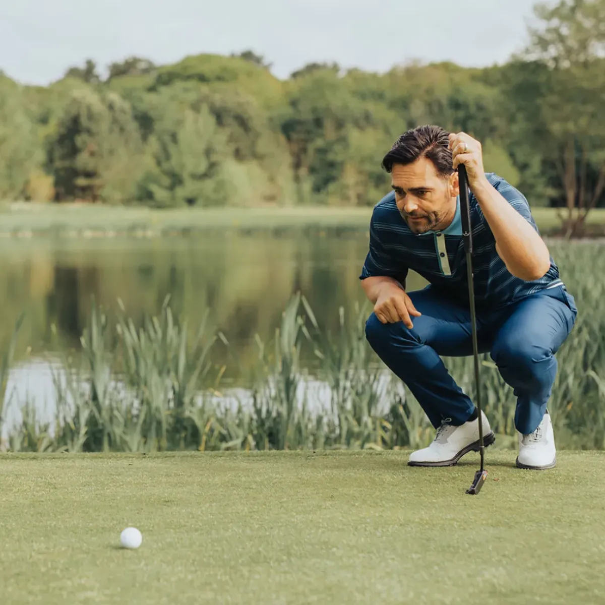 Online Men's Multi-Stripe Breathable Golf Polo Shirt Men's Polo Shirts