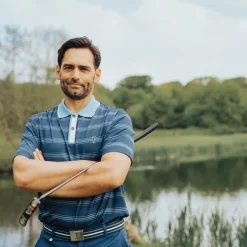 Discount Men's Multi-Stripe Breathable Golf Polo Shirt Men's Polo Shirts