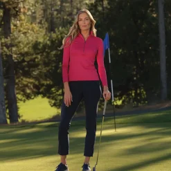 Hot Ladies Clubhouse Half Zip Mock Golf Mid Layer Ladies Midlayers|Men's Midlayers