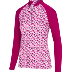 Clearance Ladies Prism Print L/S Half Zip Golf Midlayer Ladies Midlayers|Men's Midlayers