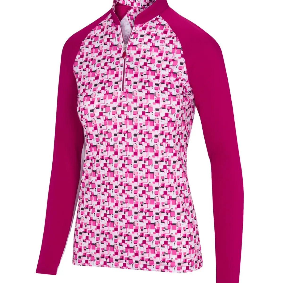 Clearance Ladies Prism Print L/S Half Zip Golf Midlayer Ladies Midlayers|Men's Midlayers