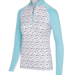 Clearance Ladies Prism Print L/S Half Zip Golf Midlayer Ladies Midlayers|Men's Midlayers