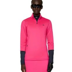 Online J.Lindeberg Ladies Aerial Blocked Quarter Zip Golf Mid Layer Ladies Midlayers|Men's Midlayers