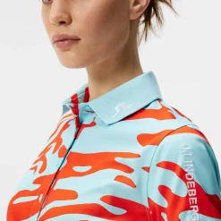 New J.Lindeberg Ladies Tour Tech Print Golf Polo Shirt Ladies Polo Shirts