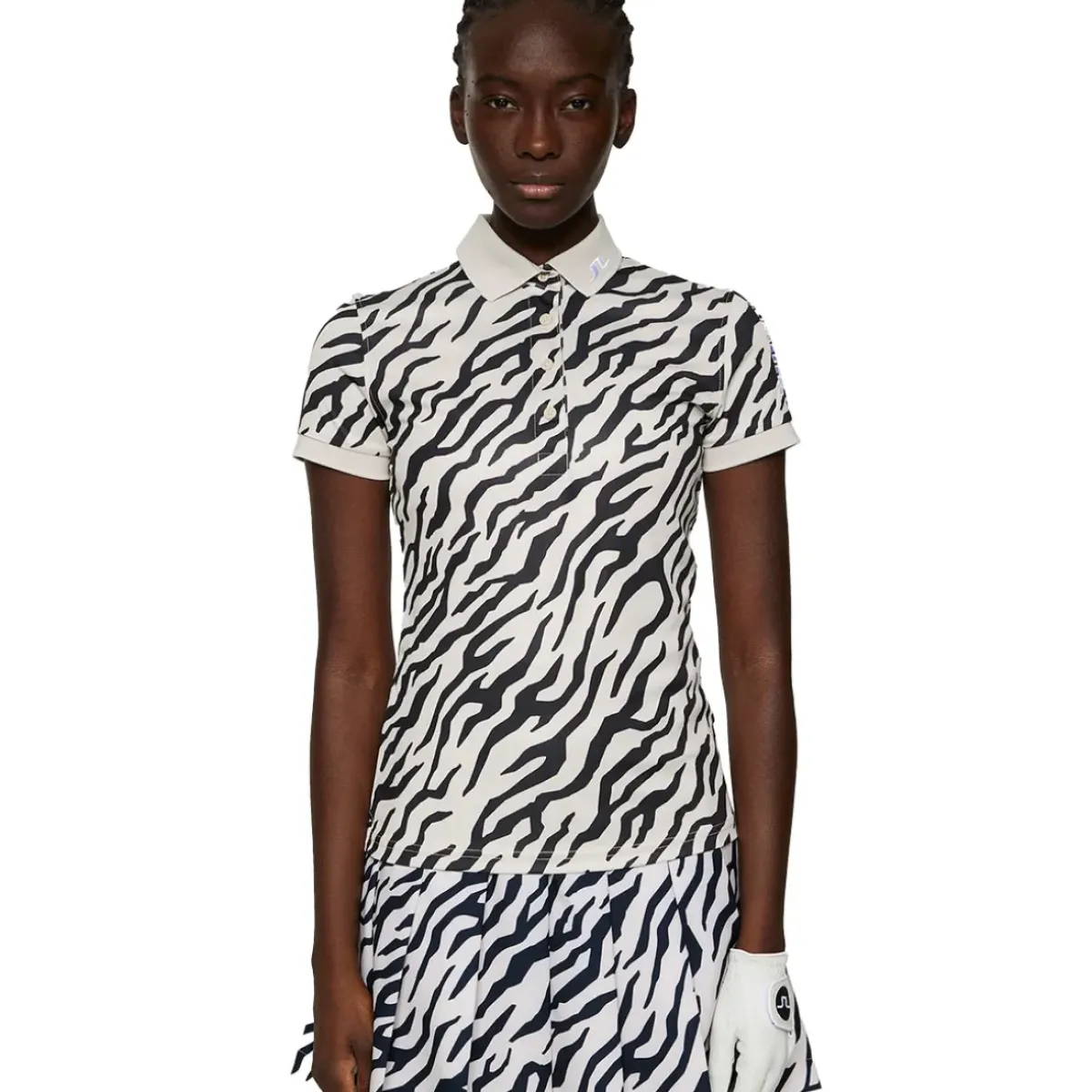 New J.Lindeberg Ladies Tour Tech Print Golf Polo Shirt Ladies Polo Shirts