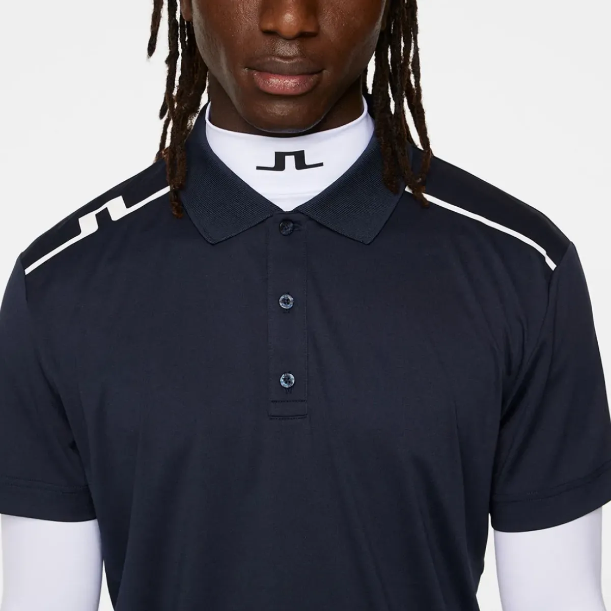 Discount J.Lindeberg Men's Lionel Shoulder Golf Polo Shirt Men's Polo Shirts