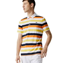 Clearance Men's SPORT Breathable Striped Stretch Golf Polo Shirt Men's Polo Shirts