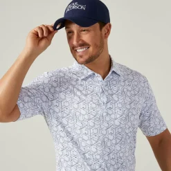 Discount Men's Hollow Geo Print Golf Polo Shirt Men's Polo Shirts