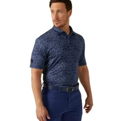 Outlet Men's Hollow Geo Print Golf Polo Shirt Men's Polo Shirts