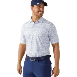 Outlet Men's Hollow Geo Print Golf Polo Shirt Men's Polo Shirts