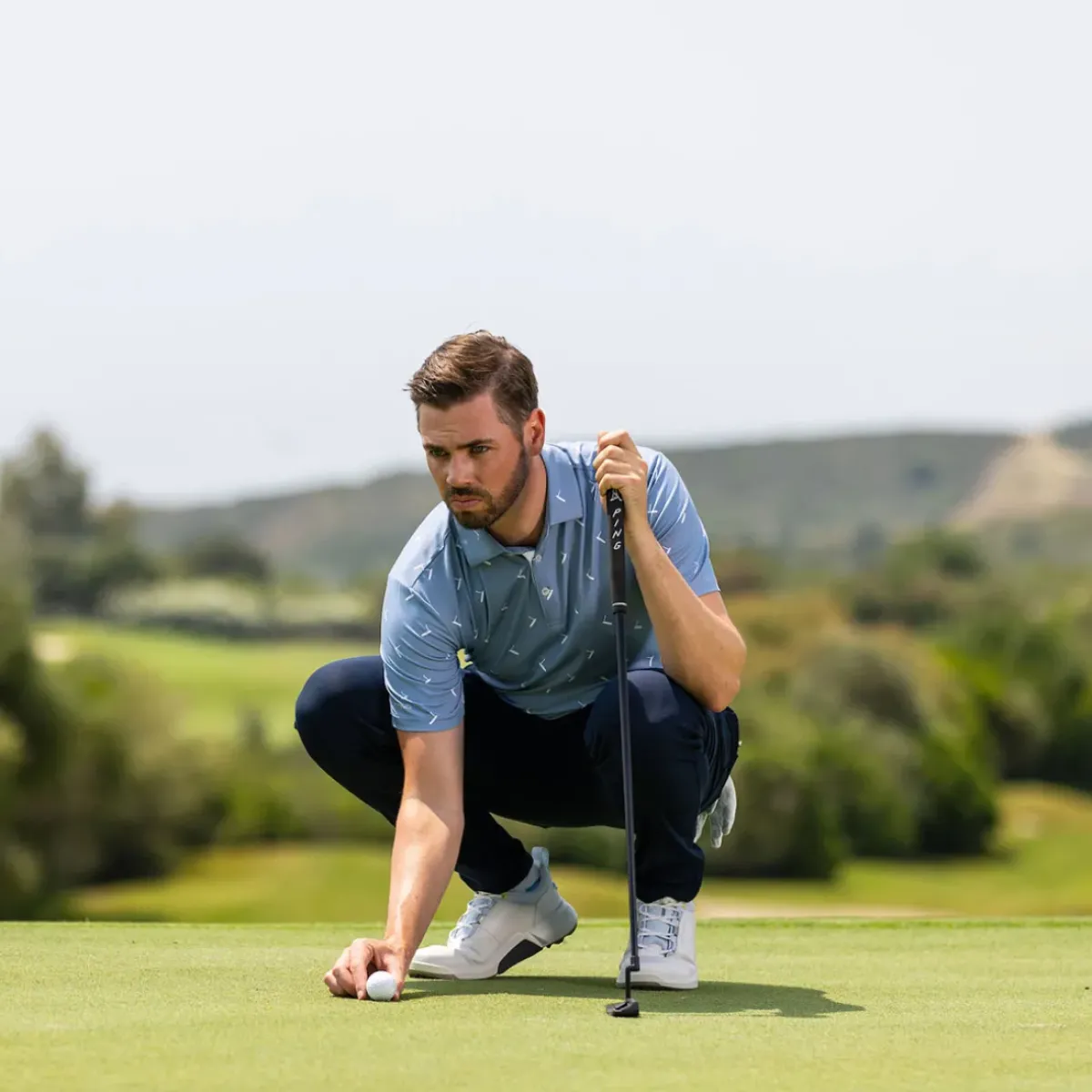 Discount Men's Gold Putter Print Golf Polo Shirt Men's Polo Shirts