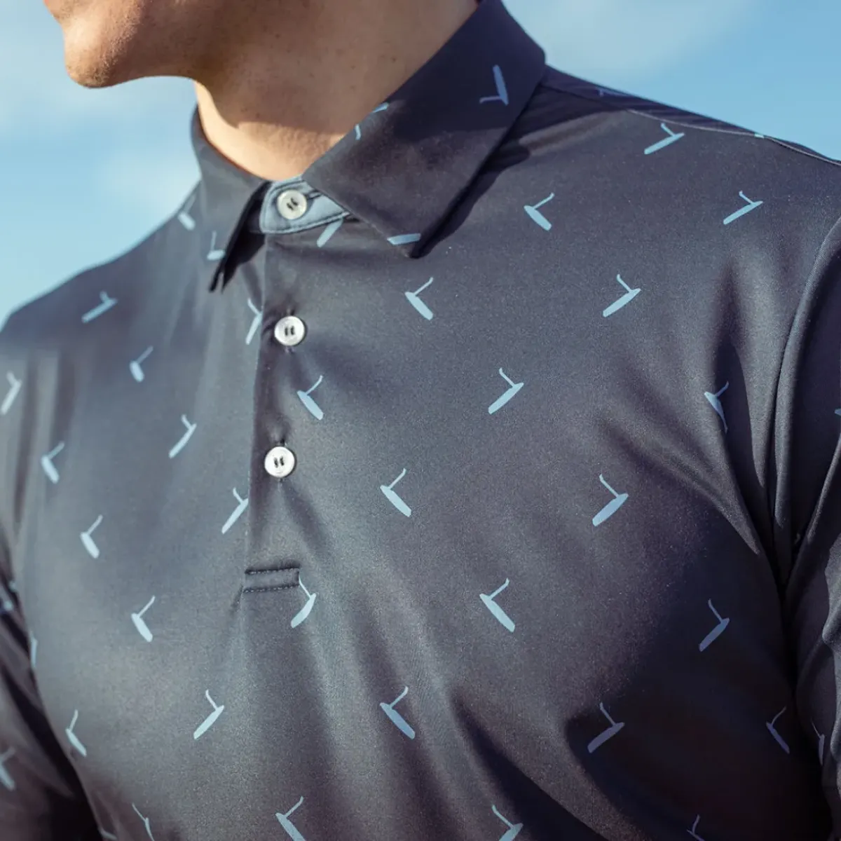 Clearance Men's Gold Putter Print Golf Polo Shirt Men's Polo Shirts