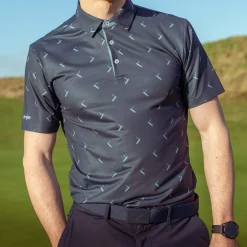 Sale Men's Gold Putter Print Golf Polo Shirt Men's Polo Shirts