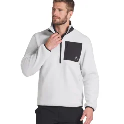 Sale PUMA Fleece Pocket Half Zip Golf Mid Layer Men's Sweaters|Men's Midlayers