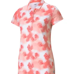New PUMA Ladies CLOUDSPUN Watercolour Floral Stretch Golf Polo Shirt Ladies Polo Shirts
