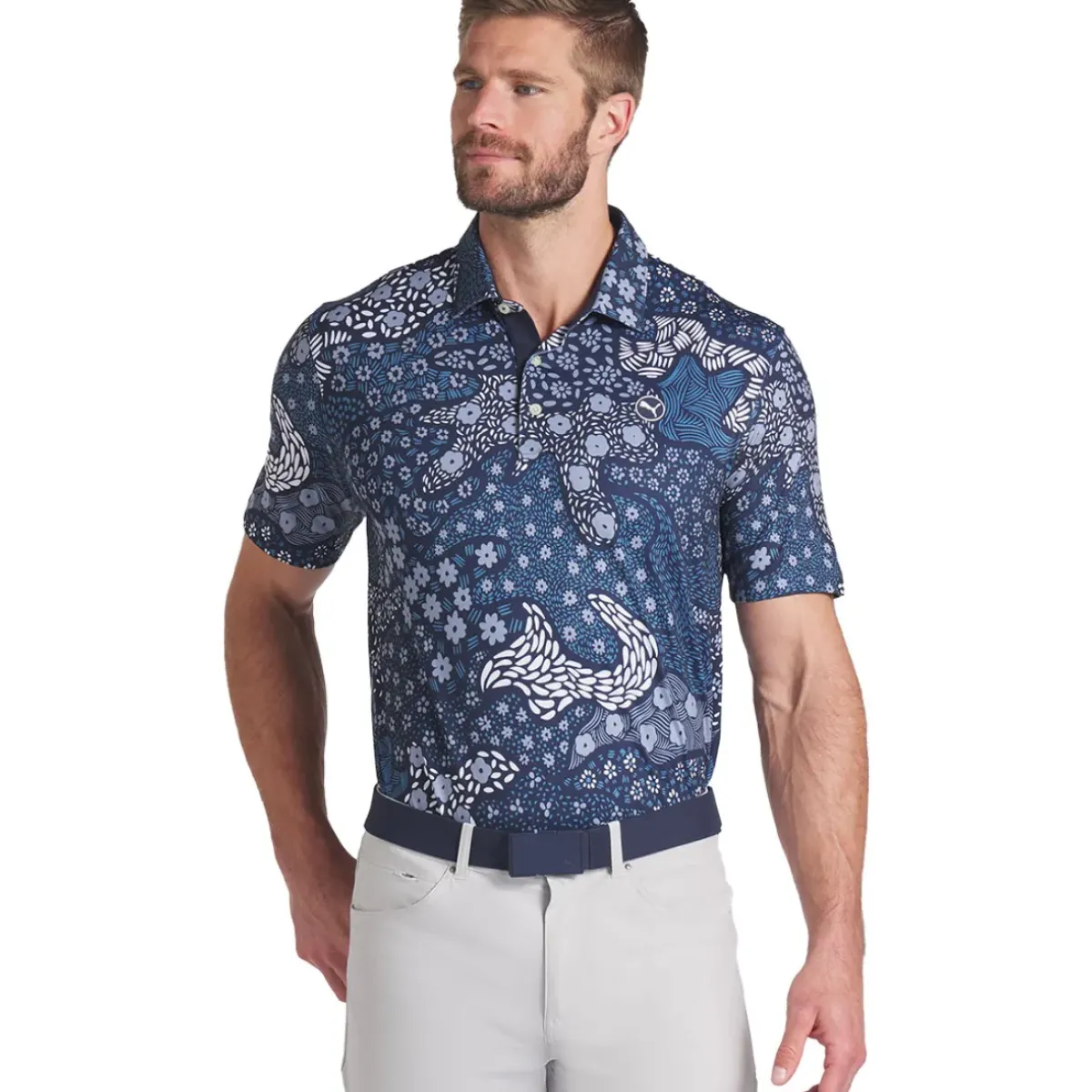 Outlet PUMA Men's CLOUDSPUN Bloom Golf Polo Shirt Men's Polo Shirts