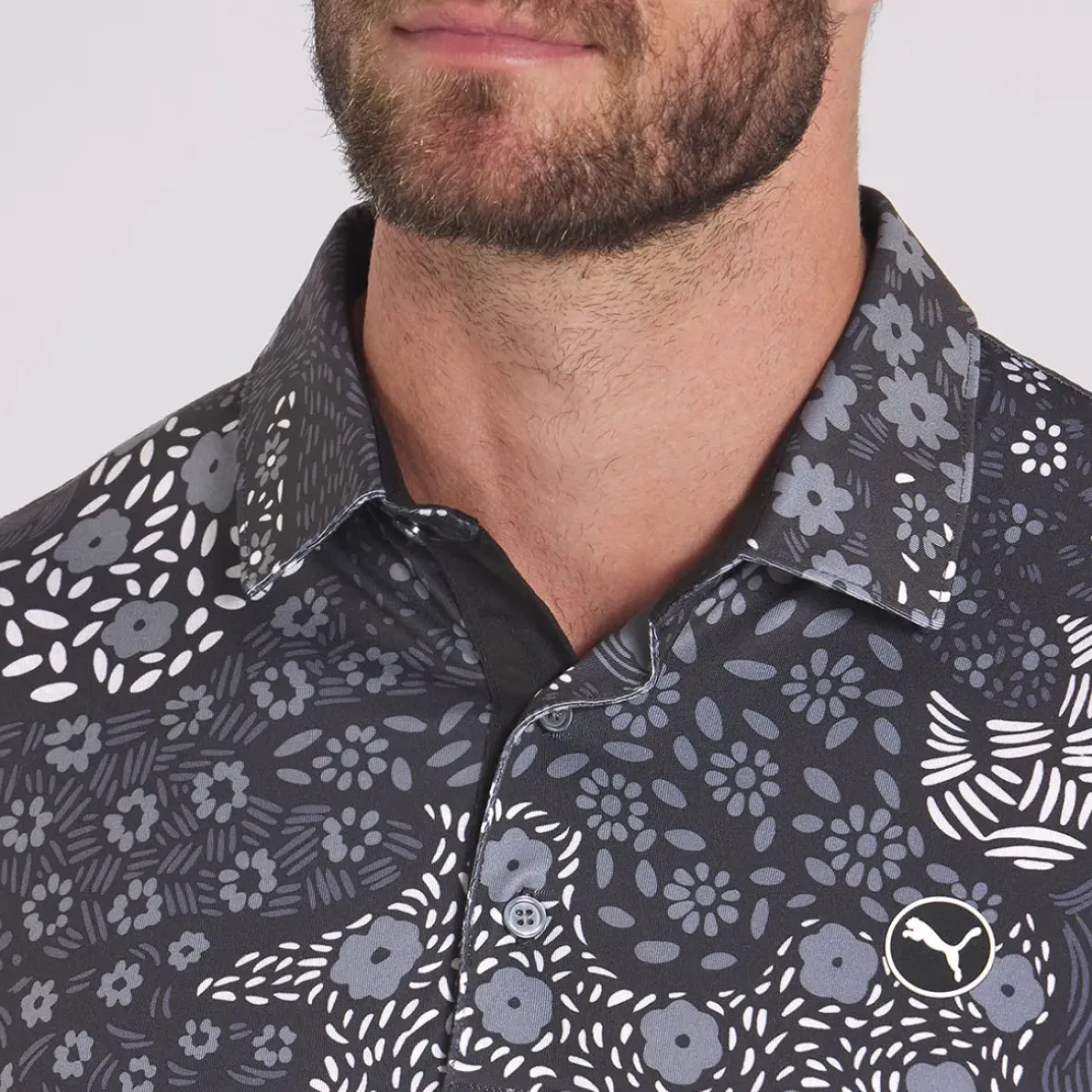 Discount PUMA Men's CLOUDSPUN Bloom Golf Polo Shirt Men's Polo Shirts