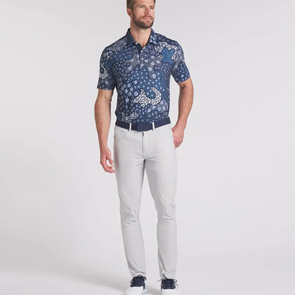 Discount PUMA Men's CLOUDSPUN Bloom Golf Polo Shirt Men's Polo Shirts