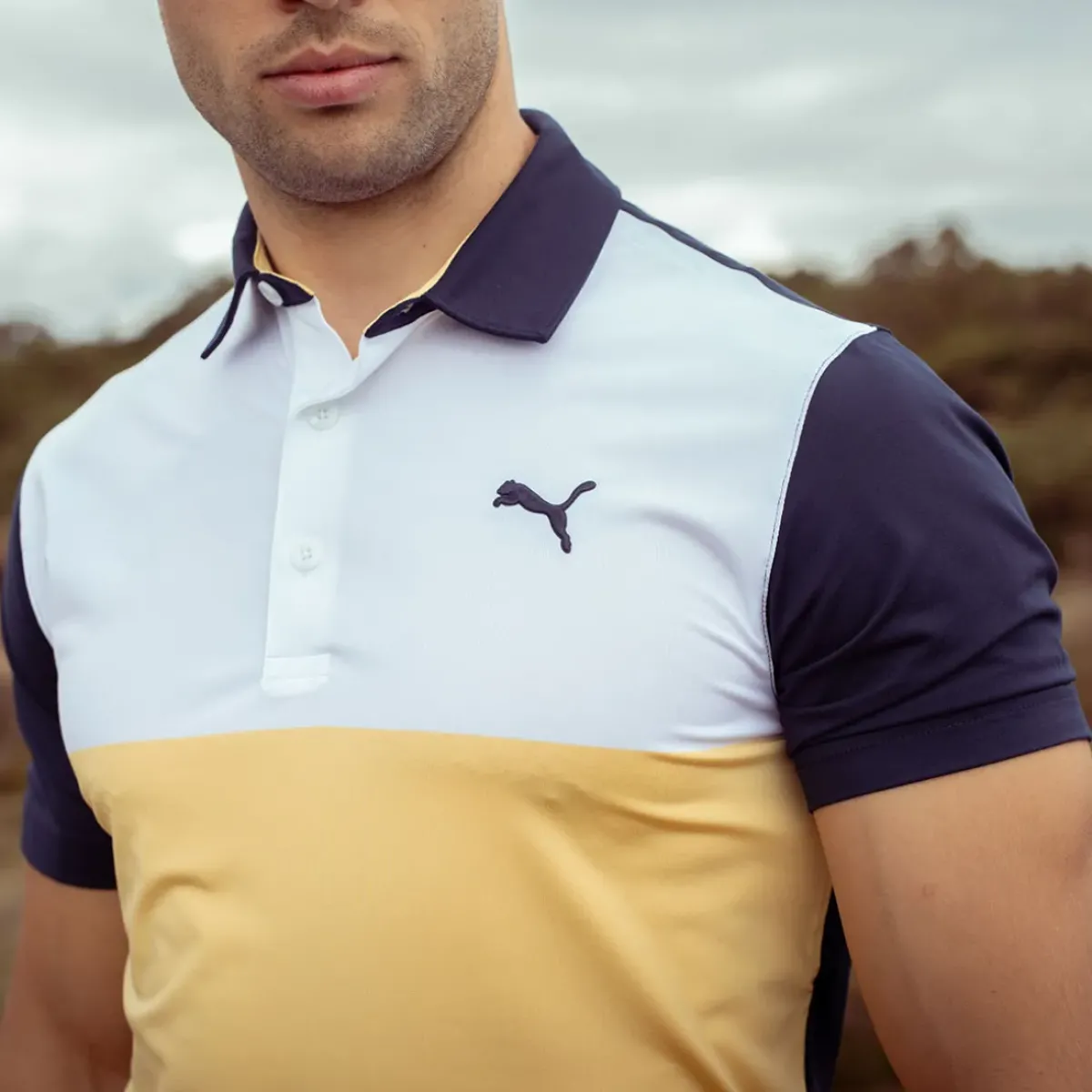 Outlet PUMA Men's CLOUDSPUN Colourblock Golf Polo Shirt Men's Polo Shirts