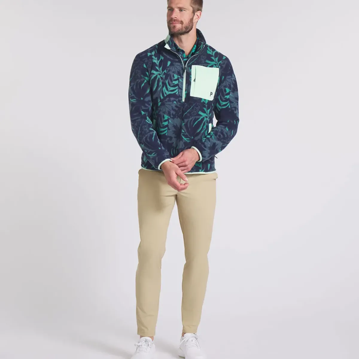 Outlet PUMA Men's Palm Tree Crew Fleece Pocket Half Zip Golf Mid Layer Men's Sweaters|Men's Midlayers