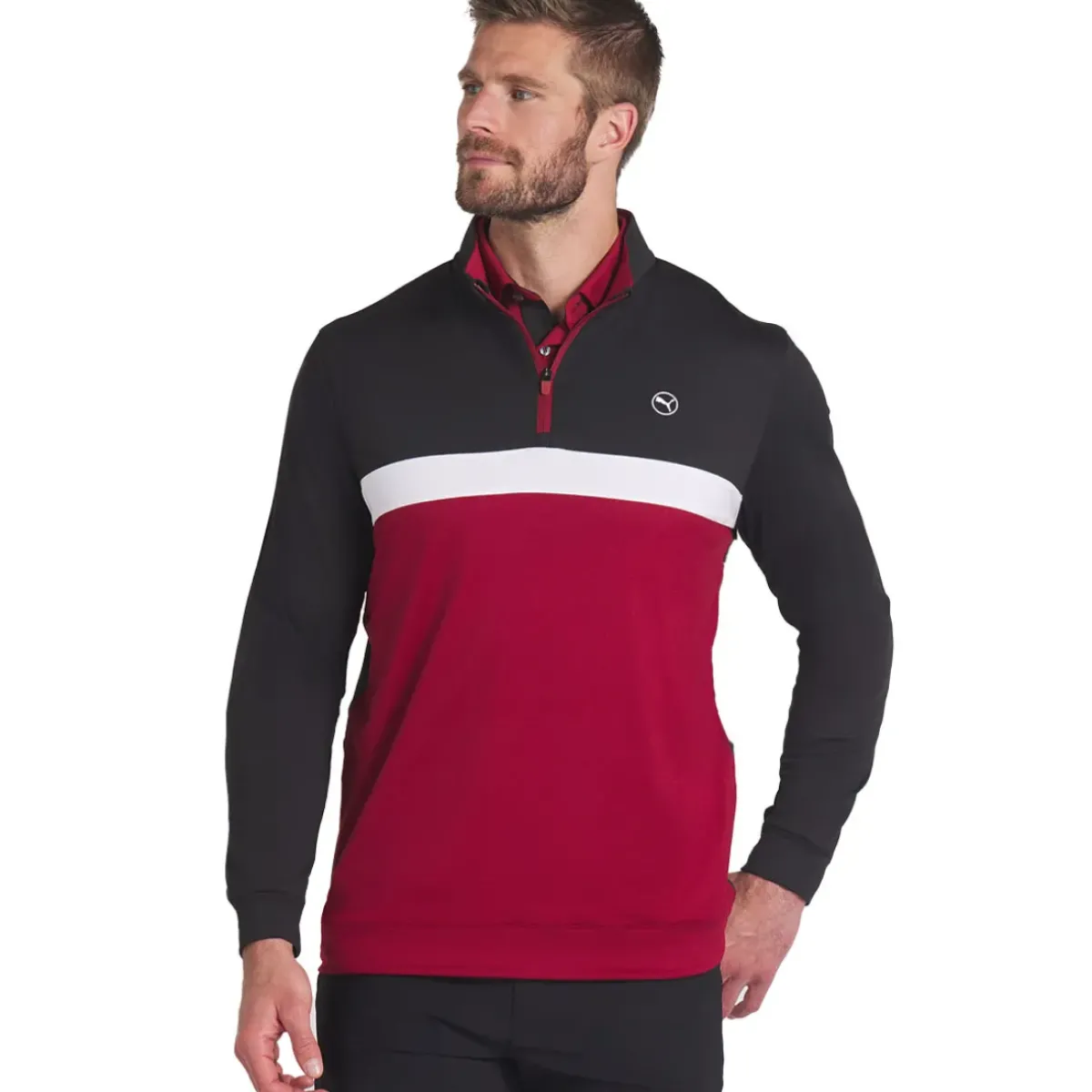 Clearance PUMA Men's Pure Colorblock Quarter Zip Golf Midlayer Men's Sweaters|Men's Midlayers