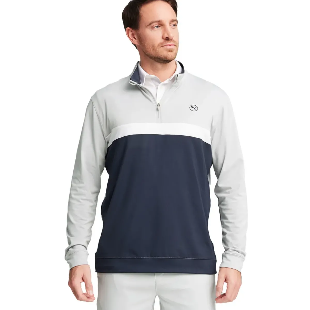 Clearance PUMA Men's Pure Colorblock Quarter Zip Golf Midlayer Men's Sweaters|Men's Midlayers