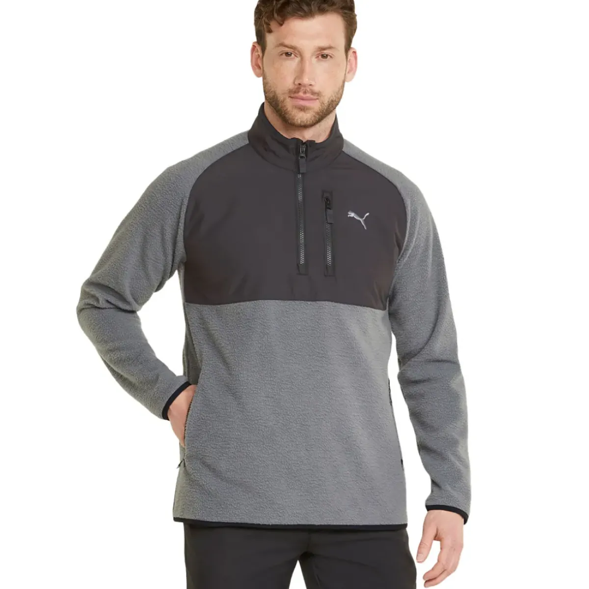 Discount PUMA Men's Sherpa Half Zip Golf Midlayer Men's Sweaters|Men's Midlayers