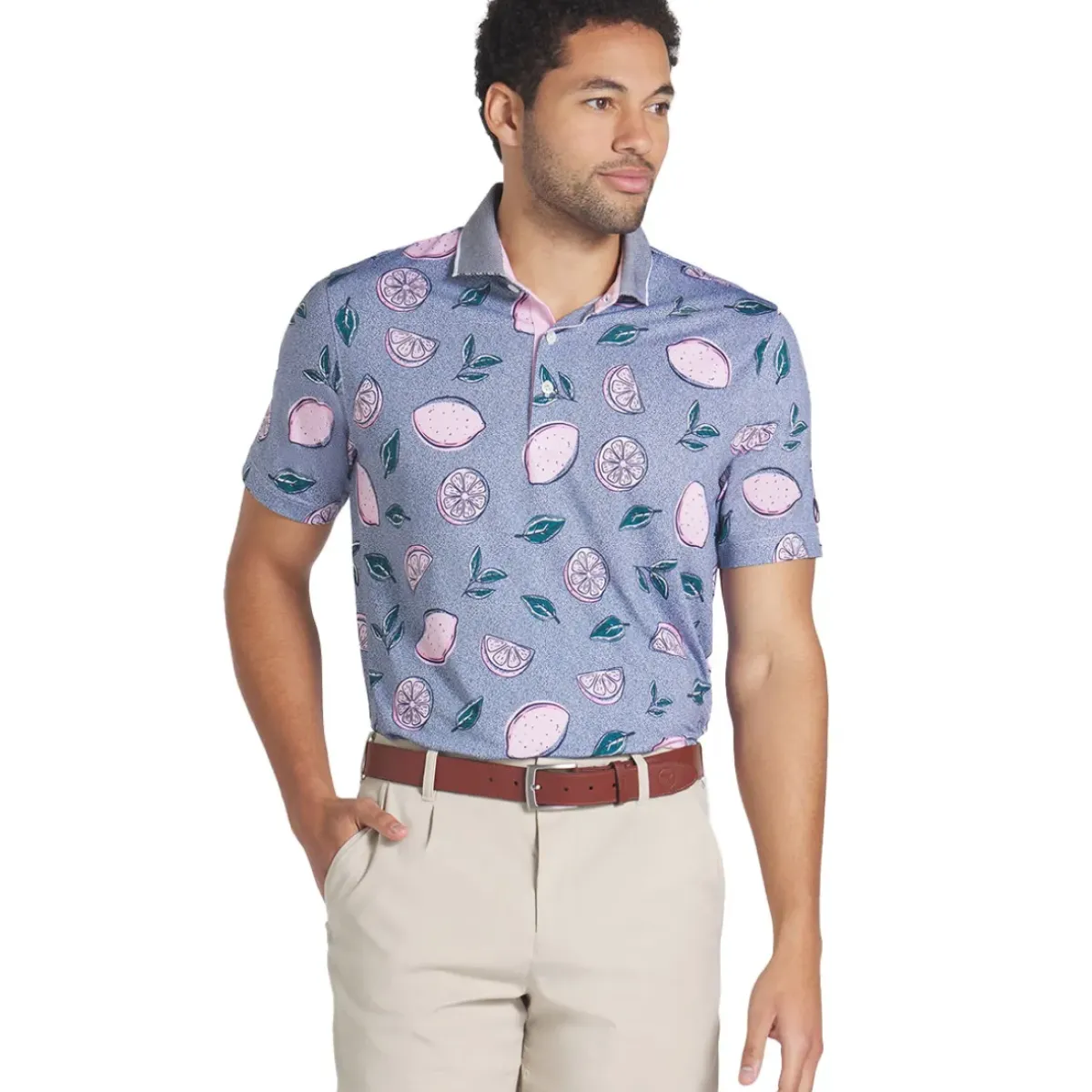 New PUMA Men's X Arnold Palmer Pink Lemonade Golf Polo Shirt Men's Polo Shirts