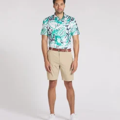 PUMA Men's X Palm Tree Crew Palm Glitch Golf Polo Shirt Men's Polo Shirts