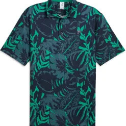 Discount PUMA Men's X Palm Tree Crew Palm Glitch Golf Polo Shirt Men's Polo Shirts